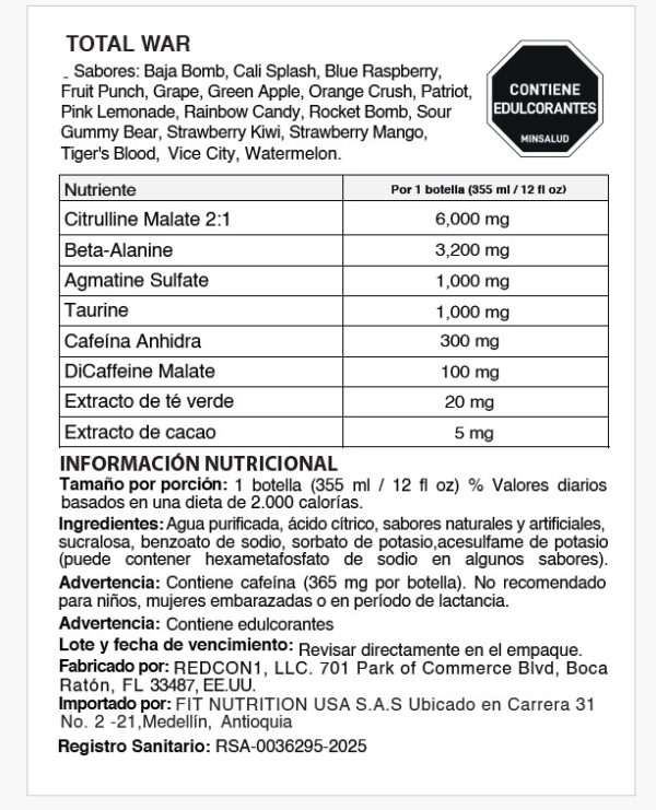 TOTAL WAR PRE WORKOUT (Sixpack x 6 unds)